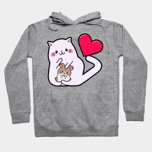 Kawaii style, mouse lovers, Valentine's Day, cute kawaii mice and cats . Hoodie